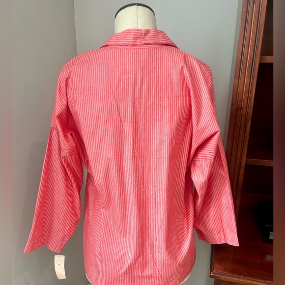 Vintage Double Breasted Red Striped Cotton Blazer/Top - Picture 3 of 10